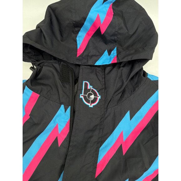 Bang Revolution Womens S Windbreaker Anorak Jacket Black Pink Blue Bolt - Picture 3 of 7